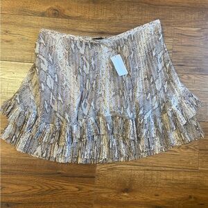 NWT Banana Republic New $98.00 Women snake print Tiered-Ruffle Mini Skirt Sz 10